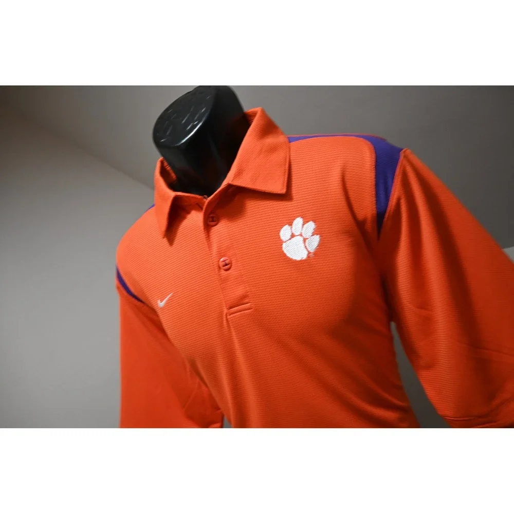 Nike Clemson Tigers Golf Polo Men Small Orange Purple Nike FIT Athletic EUC